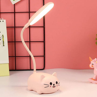 Kids Lamp, LED Desk Lamp for Kids, Cute Cat Lamp Kawaii Desk Accessories, Flexible Gooseneck Eye-Care Cartoons Small Desk Lamp Girls Gifts (Pink)